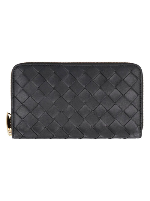 Women's Leather Zip-Around Wallet in Black | 608053VCPP2 Color 8425