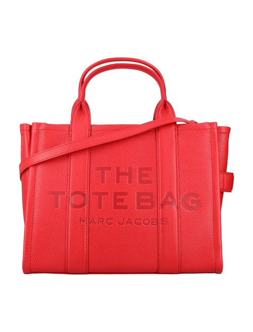 Women's The Leather Medium Tote Bag in True Red | 24AH004L01PF21 Color 617