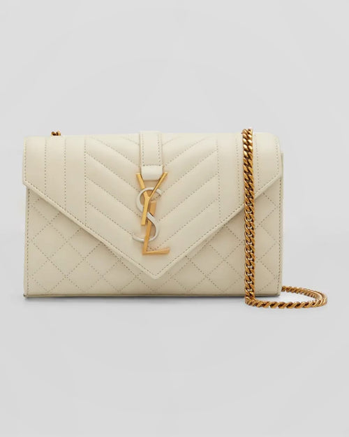 Envelope Triquilt Small YSL Shoulder Bag in Smooth Leather