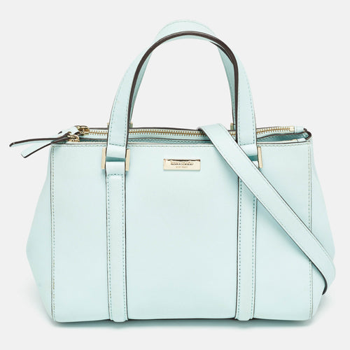 Light Blue Leather Small Newberry Lane Loden Top Handle Bag