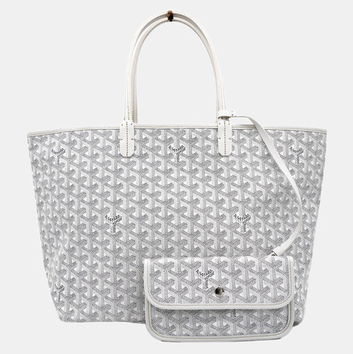 White Goyardine Coated Canvas and Leather Saint Louis PM Tote
