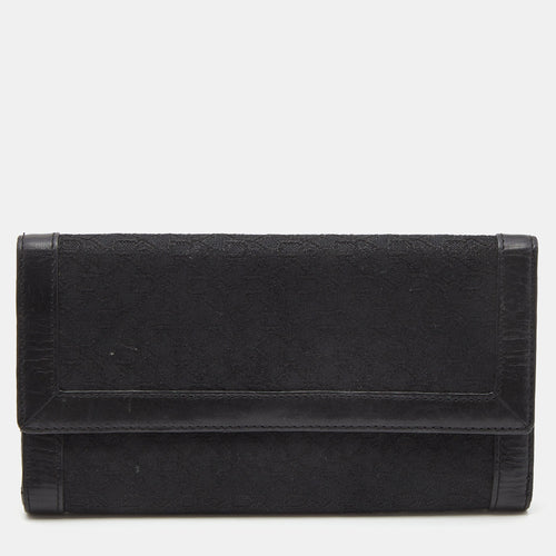 DKNY Black Signature Canvas and Leather Continental Wallet