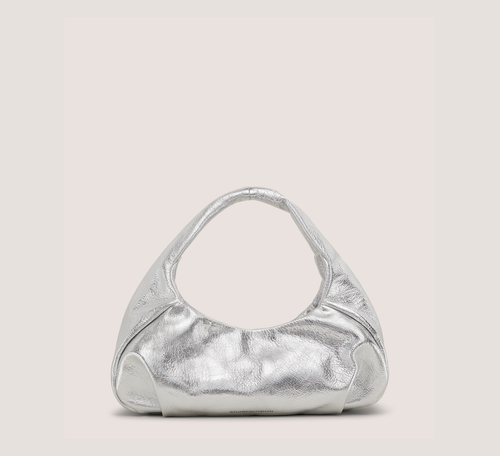 Moda Mini Hobo Bag Handbags, Silver Metallic Leather, Size: U No Dimension