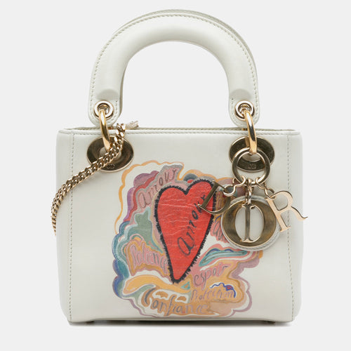 x Niki De Saint Phalle White Leather Dioramour Mini Lady Tote Bag