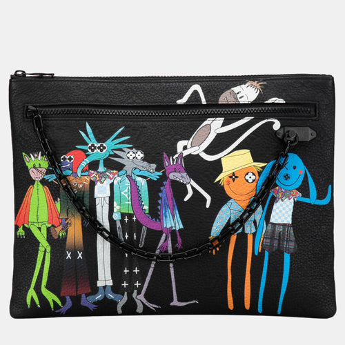 Black Virgil Abloh Monogram Taurillon Zoom With Friends A4 Pouch