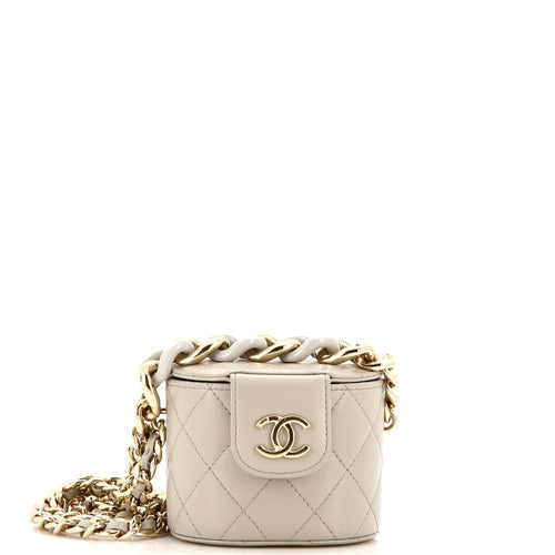 CHANEL Resin Elegant Chain Tubular Vanity Case Quilted Lambskin Mini