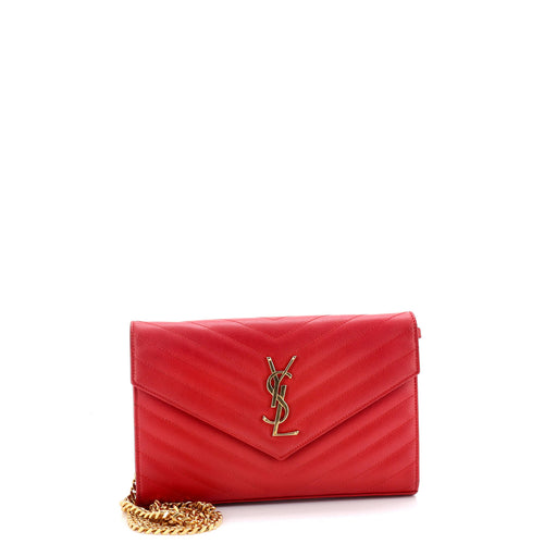 Classic Monogram Wallet on Chain Matelasse Chevron Leather Medium