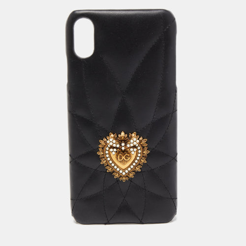 Black Quilted Leather Devotion iPhone XS Cover