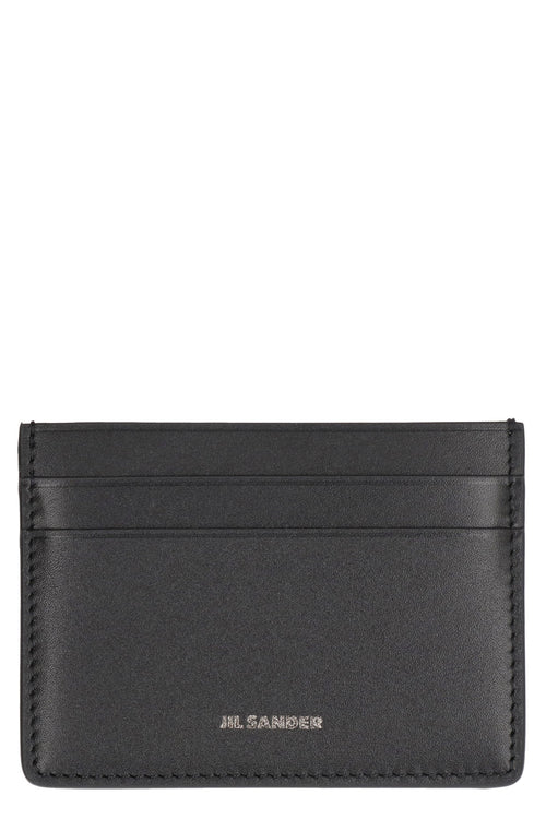 Men's Logo Detail Leather Card Holder in Black | J25VL0009P5713 Color 001