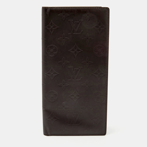 Dark Brown Monogram Matte Leather Bifold Wallet Organizer