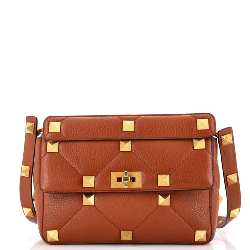 VALENTINO GARAVANI Roman Stud Flap Bag Quilted Leather Large