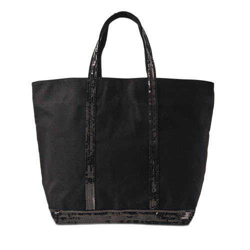 Women's Sequin Canvas Medium Tote Bag in Black | 0PVE01 Color V40409 Color 999