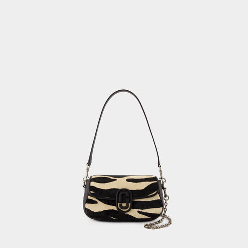 Women's The Zebra Haircalf Clover Shoulder Bag in Black | 2F4HSH079H04 Color 005