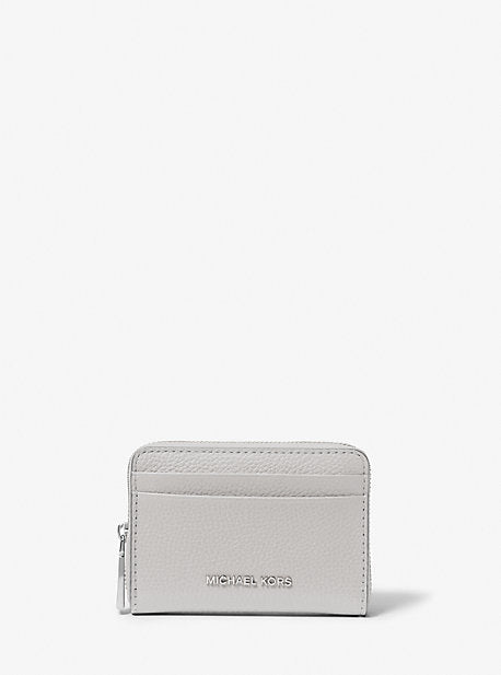 MK Jet Set Small Pebbled Leather Zip-Around Card Case - Grey - Michael Kors