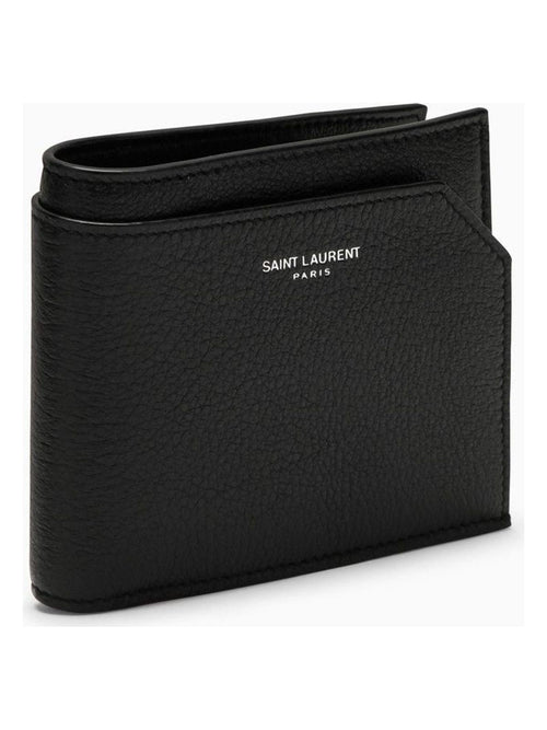 Men's Grained Leather East/west Wallet With Coin Purse in Black | 783745AADA3