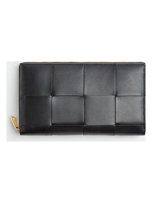 Women's Intrecciato Leather Continental Wallet in Black | Size UNICA | 651368VCQC1