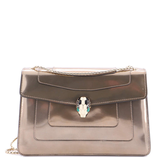 BVLGARI Serpenti Forever Shoulder Bag Metallic Leather Medium