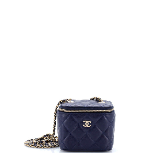CHANEL Classic Vanity Case with Chain Quilted Caviar Mini