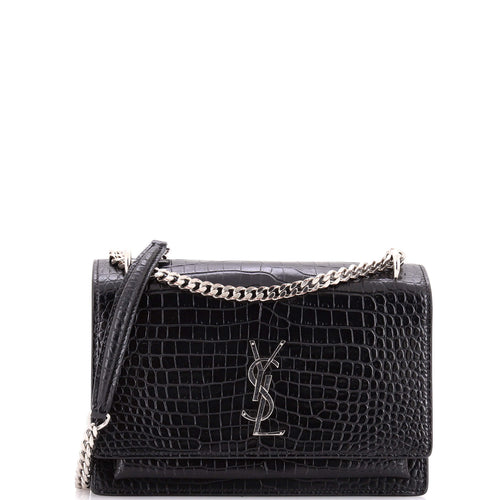 Sunset Crossbody Bag Crocodile Embossed Leather Medium