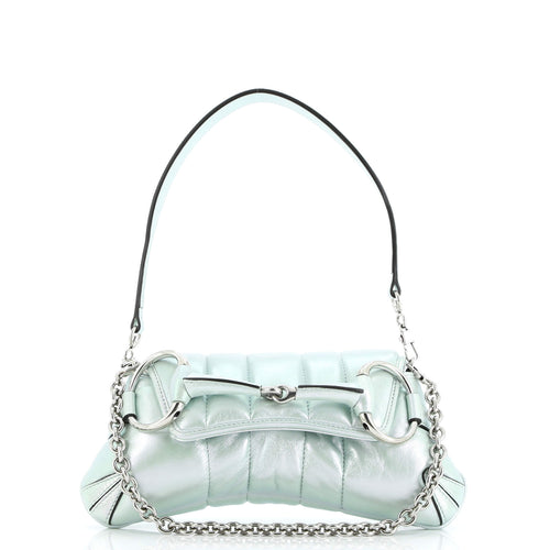 GUCCI Horsebit Chain Shoulder Bag Vertical Quilted Leather Small