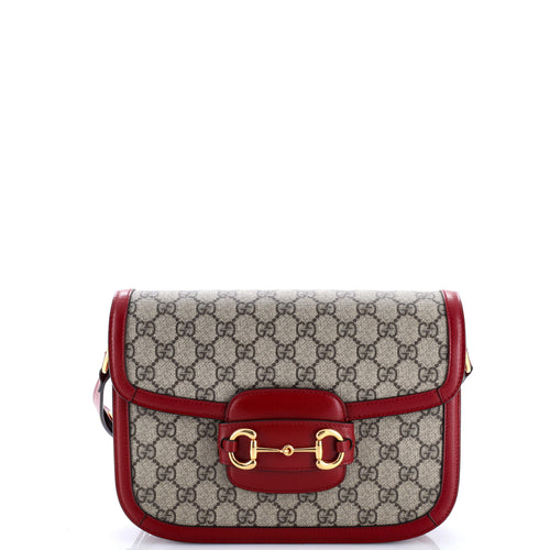 GUCCI Horsebit 1955 Shoulder Bag GG Coated Canvas with Leather Small