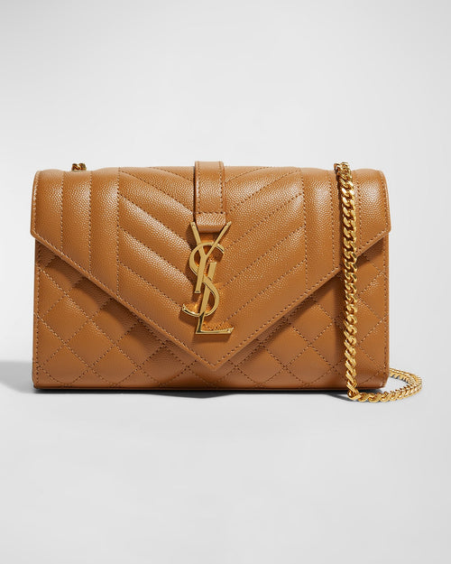 Envelope Triquilt Small YSL Shoulder Bag in Grained Leather