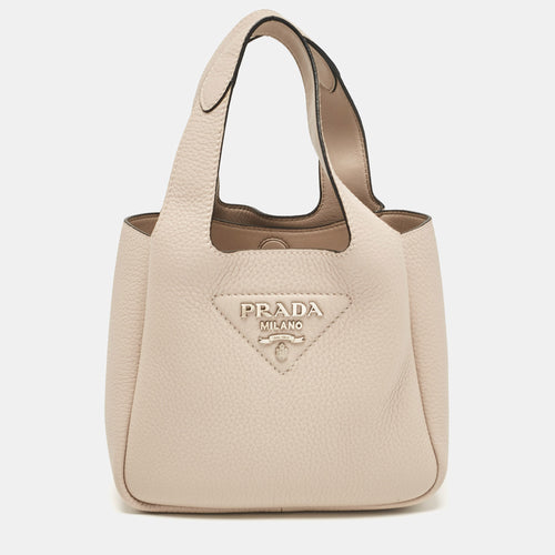 Light Beige Vitello Daino Soft Leather Mini Dynamique Tote