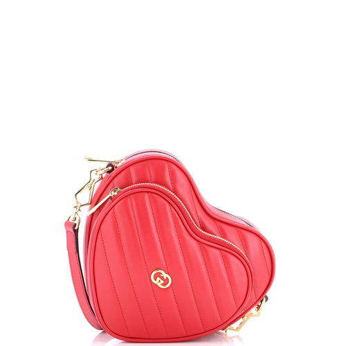 GUCCI Interlocking G Heart Shoulder Bag Diagonal Quilted Leather Mini