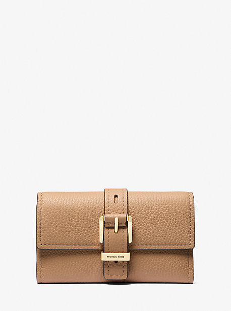 MK Nolita Medium Pebbled Leather Tri-Fold Wallet - Brown - Michael Kors