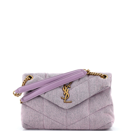 Loulou Puffer Shoulder Bag Quilted Vintage Denim Small