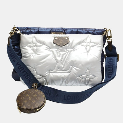 Navy/Silver Monogram Quilted Econyl Nylon Maxi Multi Pochette Accessoires