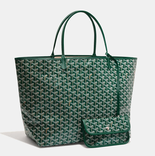 Green Goyardine Coated Canvas and Leather Saint Louis GM Tote