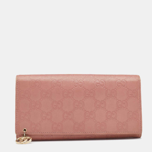 Pink Guccissima Leather Interlocking G Continental Wallet