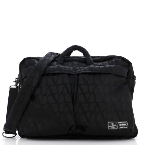 VALENTINO GARAVANI Porter Convertible Briefcase Bag Toile Iconograph Nylon Large