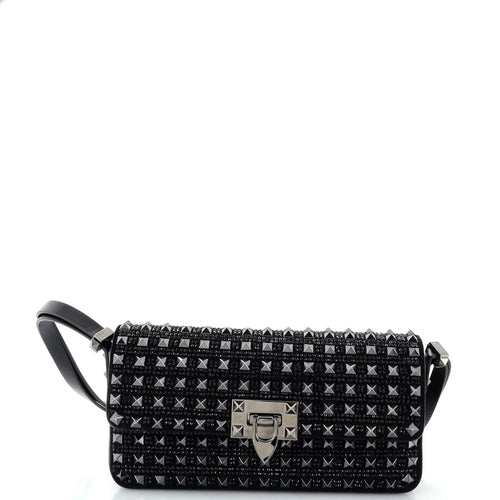 VALENTINO GARAVANI Rockstud23 Shoulder Bag Studded Leather East West