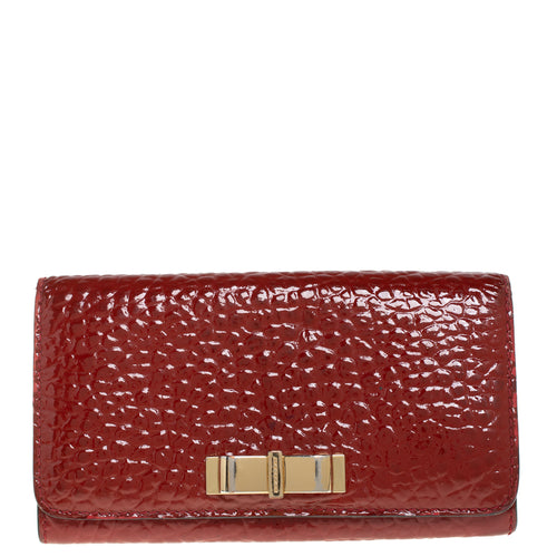 Red Embossed Patent Leather Penrose Continental Wallet