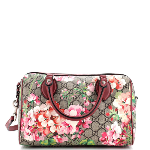 GUCCI Convertible Boston Bag Blooms Print GG Coated Canvas Small