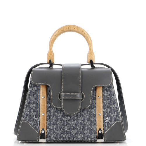 GOYARD Saigon Top Handle Bag Coated Canvas with Leather PM