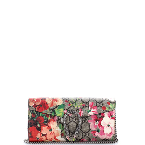 GUCCI Dionysus Chain Wallet Blooms Print GG Coated Canvas Long