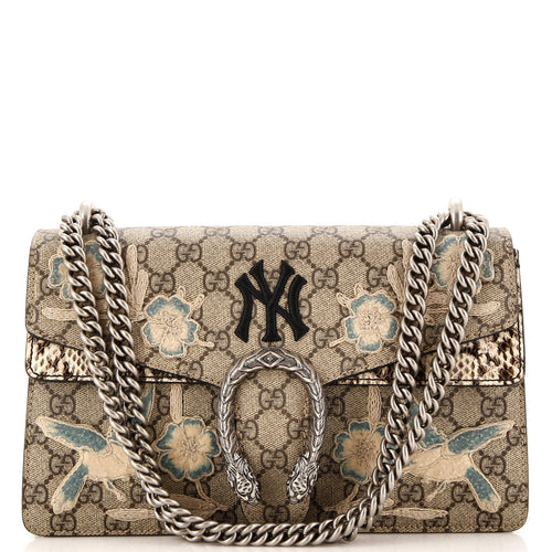 GUCCI MLB Dionysus Bag Embroidered GG Coated Canvas with Python Small