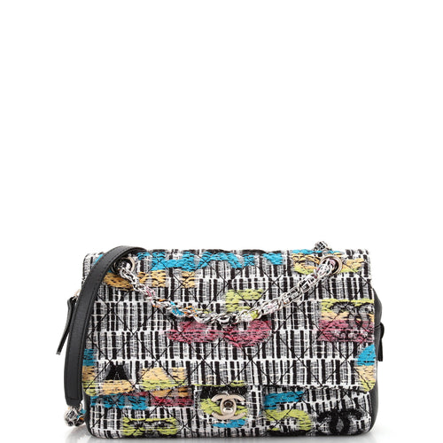 CHANEL Easy Fantasy Flap Bag Quilted Multicolor Tweed Small