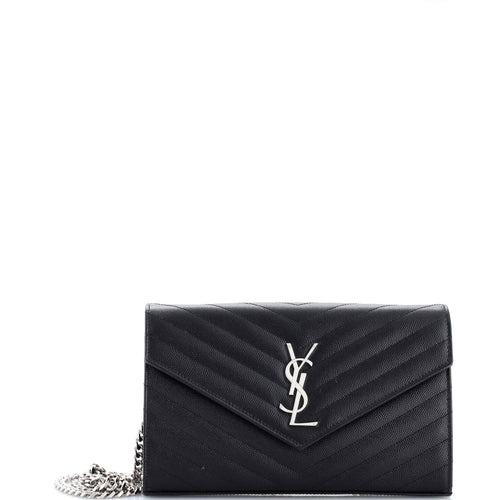 Classic Monogram Wallet on Chain Matelasse Chevron Leather Medium