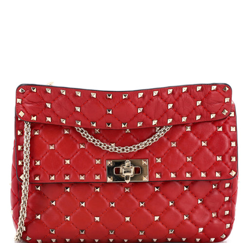 VALENTINO GARAVANI Rockstud Spike Flap Bag Quilted Leather Medium