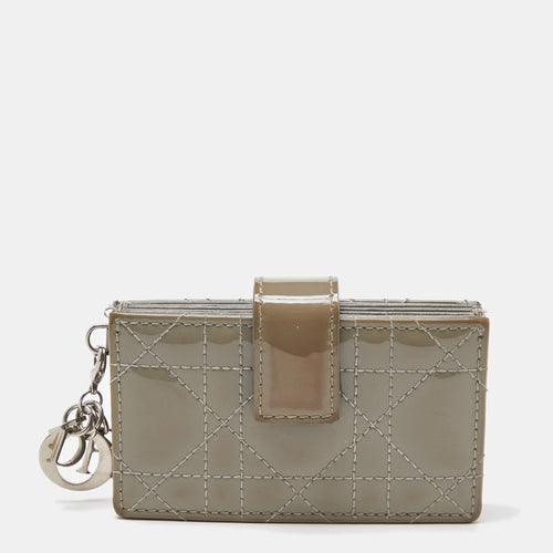 Grey Cannage Patent Leather Lady 5 Gusset Card Holder