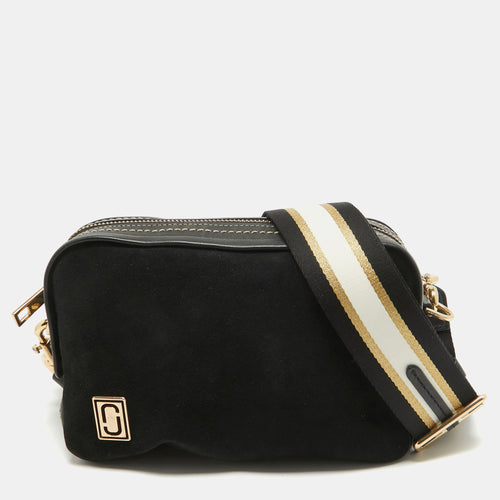 Black Suede and Leather Squeeze Crossbody Bag