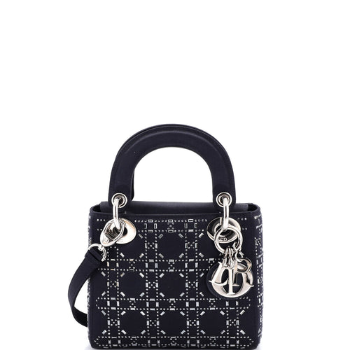 Lady Dior Bag Crystal Embellished Cannage Quilt Satin Mini