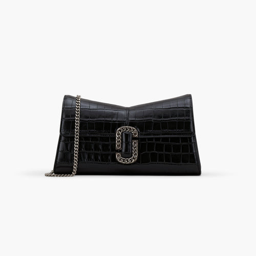 The Croc-Embossed St. Marc Convertible Clutch in Black