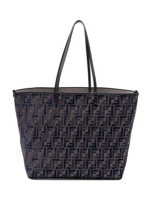 Women's Shopper Bag Roll Large In Dark Blue Ff Chenille in Grey | 8BH425ASU1