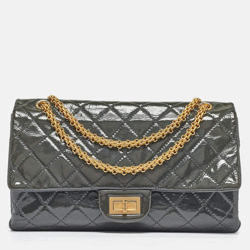 Grey Quilted Aged Patent Leather Classic 227 Reissue 2.55 Flap Bag