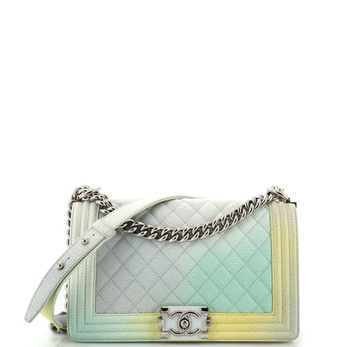 CHANEL Rainbow Boy Flap Bag Quilted Painted Caviar Old Medium